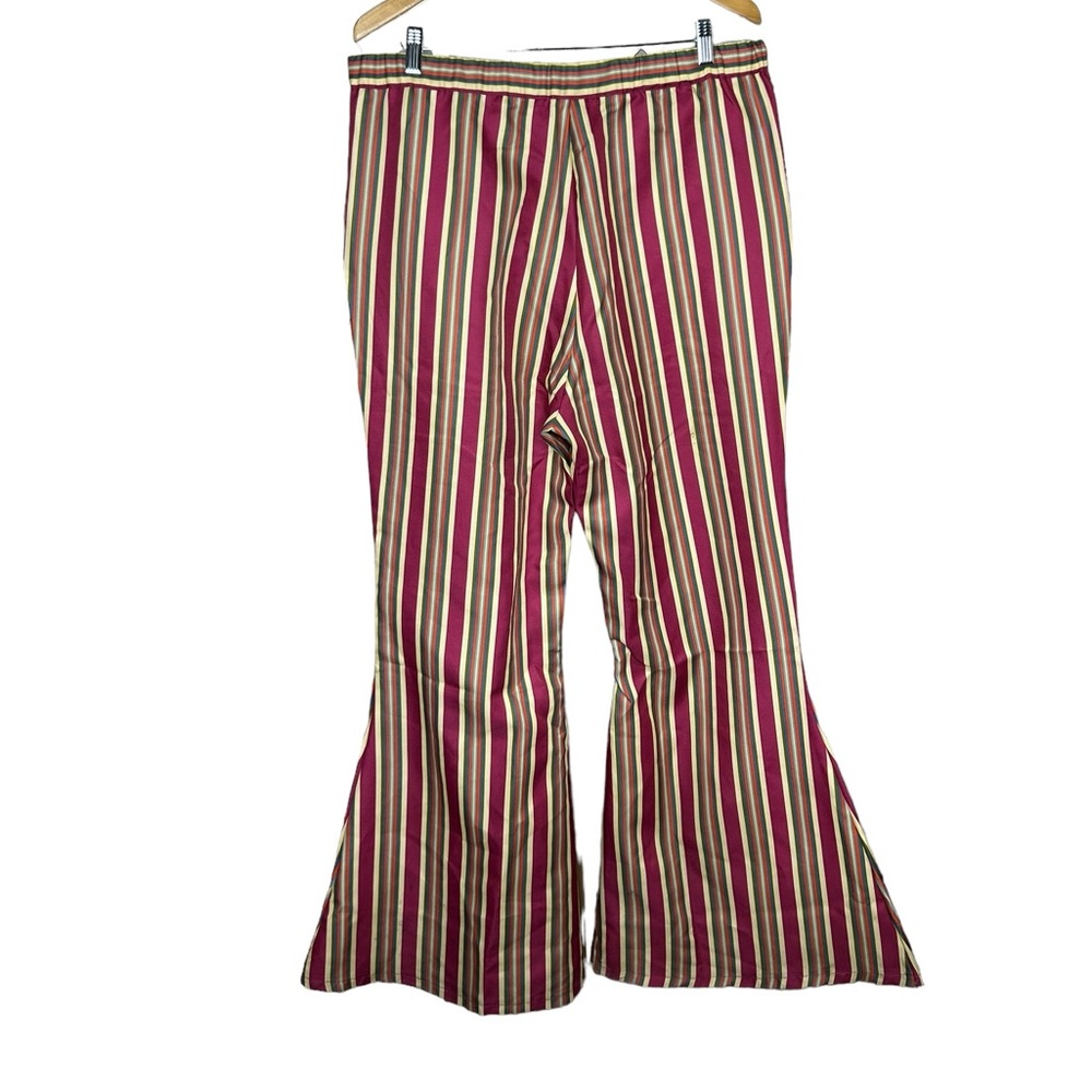 Adult Free Love Hippie Stripped Wide Leg Pants Halloween